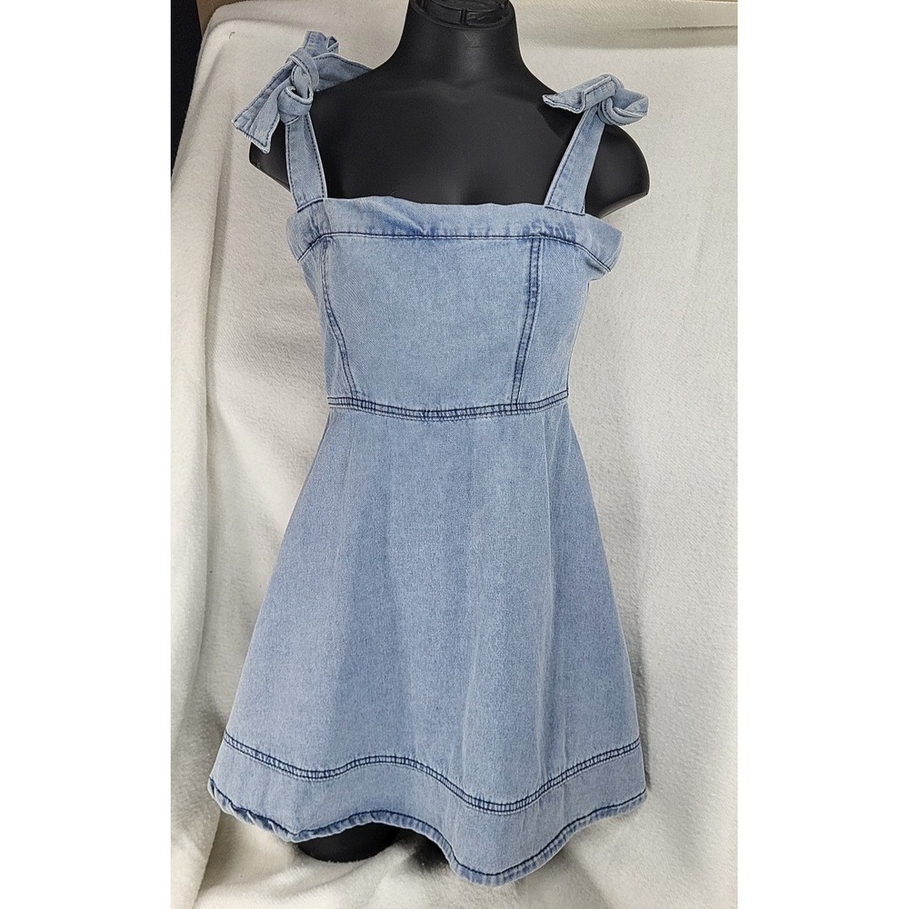 Vintage 90s Patchwork Denim Mini Dress Size Small‎ Halter Blue Jean Y2k Coquette
